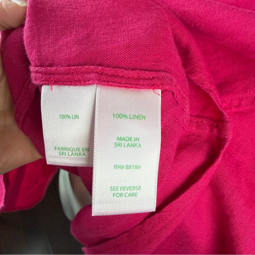 Lilly Pulitzer M Fuchsia Classic Linen Button-Down Shirt Preppy Spring Summer - Picture 6 of 8